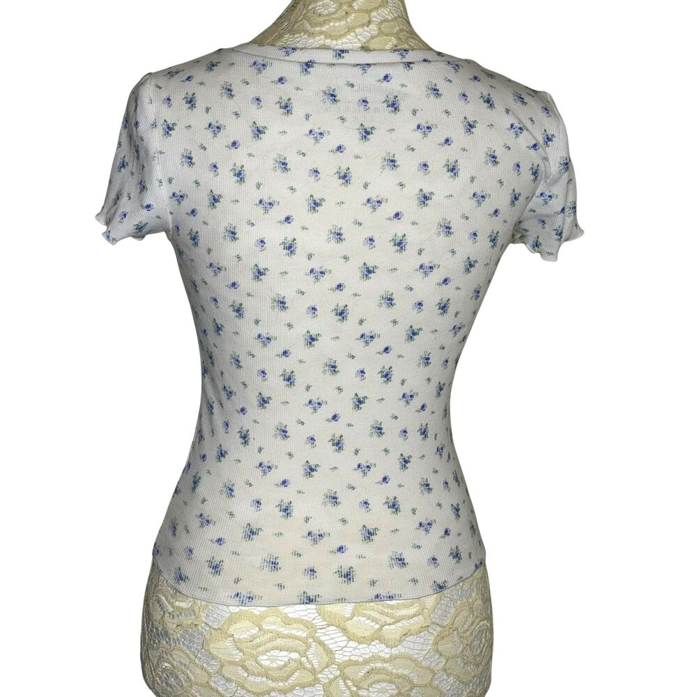 Aeropostale Seriously Soft Shrunken Tee T Shirt Top Blouse Crop Ditsy Floral XS - Picture 4 of 6